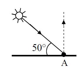 Высота солнца над горизонтом (см. рисунок) равна 50°. каков угол падения луча на плоское зеркало, ра