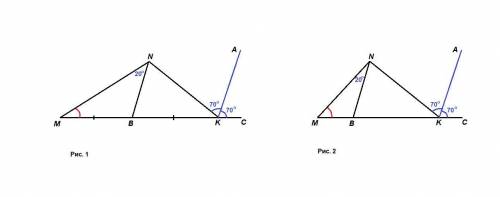 Внешний угол треугольника mnk при вершине k равен 140 градусов а биссектриса этого угла параллельна