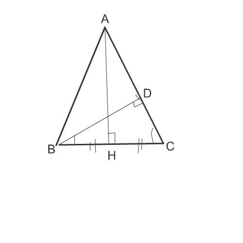 Основание bc равнобедренного треугольника abc = 30 см .высота bd , проведенная из вершины основания