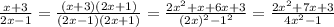 \frac{x+3}{2x-1}=\frac{(x+3)(2x+1)}{(2x-1)(2x+1)}=\frac{2x^2+x+6x+3}{(2x)^2-1^2}=\frac{2x^2+7x+3}{4x^2-1}
