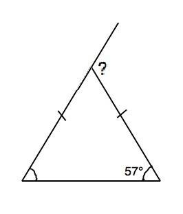Вравнобедренном треугольнике угол при основании равен 57 градусов. найдите внешний угол при вершине,