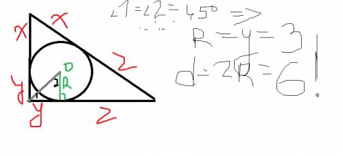 Гипотенуза прямоугольного треугольника 17см ,а сумма катетов 23см . найдите диаметр окружности , впи