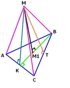 Вравнобедренном треугольнике авс ав=вс=а, угол в = альфа. расстояние от точки м до плоскости треугол