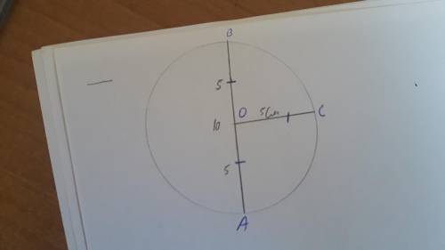 Радиус окружности равен 5 см, а расстояние от одного конца диаметра до точки окружности равно 10 см.