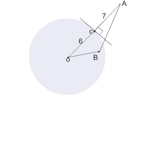 Радиус окружности с центром в точке о равен 6 см отрезок ab пересекает окружность так,что точка a ле