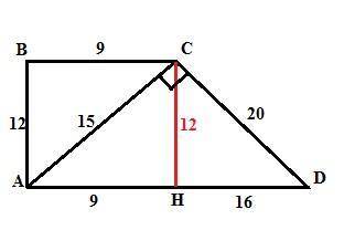 Впрямоугольной трапеции меньшее основание равно 9, меньшая диагональ 15. найдите угол между этой диа
