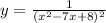 y=\frac{1}{(x^2-7x+8)^2}