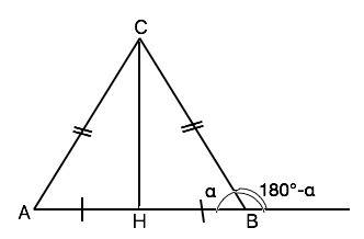 Основание ав равнобедренного треугольника авс равно 6,синус внешнего угла при вершине в равен 0.8 на