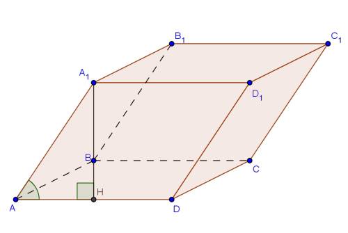 Внаклонной призме abcda1b1c1d1 основанием является квадрат со стороной ab=4см,боковая грань abb1a1-к