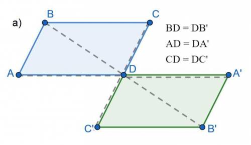 Начертите параллелограмм abcd,постройте образ этого параллелограмма. а) при симметрии относительно т