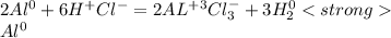 2Al^0+6H^+Cl^-=2AL^+^3Cl^-_3+3H^0_2\\Al^0