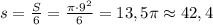 s=\frac{S}{6}=\frac{\pi\cdot9^2}{6}=13,5\pi\approx42,4