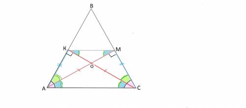 Втреугольнике abc ab=bc, ak и cm - высоты. докажите, что отрезок km параллелен ac.