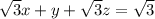 \sqrt3x+y+\sqrt3z=\sqrt3