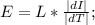 E=L*\frac{|dI|}{|dT|};\\