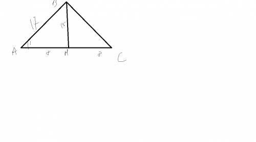 Вравнобедренном треугольнике авс боковая сторона ав равна 17,основание ас равно 16. найдите тангенс