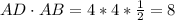 AD \cdot AB = 4*4*\frac{1}{2} = 8