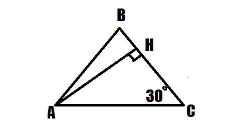 Втреугольнике авс ав=вс=54, угол с равен 30. найдите высоту ан
