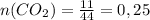 n(CO_2)=\frac{11}{44}=0,25