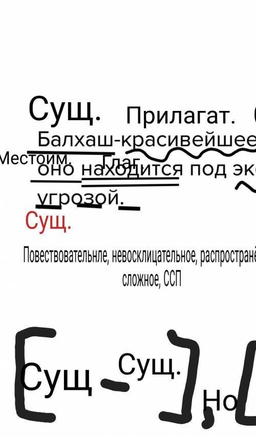 Красивейшее озеро, но оно находится под экологической угрозой.синтаксический разбор ​