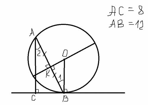 Решите по . кто решит отблаагодарю. длина хорды равна 12 см. через один из концов этой хорды проведе