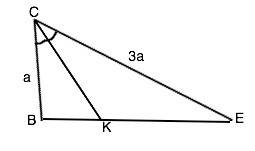 Втреугольнике все угол с =60 се: вс =3: 1. отрезок ск-биссектриса треугольника . найдите ке,если рад