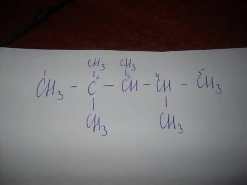 Изобразите структурную формулу 2,2,4,3 метилпентана