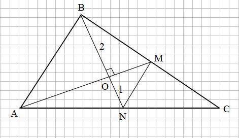 Втреугольнике авс медиана ам перпендикулярна медиане вn. найдите площадь треугольника авс, если ам =