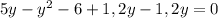 5y-y^{2}-6+1,2y-1,2y=0