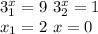 3^x_1=9\ 3^x_2=1\\x_1=2\ x=0