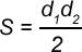 Как можно определить площадь ромба , если диагонали его равны d1и d2? решите при d1=5 d2= 8. !