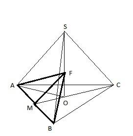 Вправильной треугольной пирамиде sabc с вершиной s, все ребра которой равны 2, точка м - середина ре