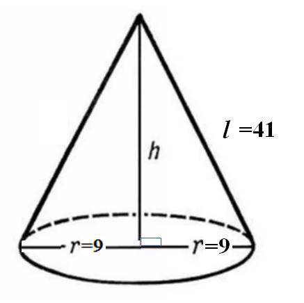 Диаметр основания конуса равен 18, а длина образующей равен 41. найдите высоту конуса
