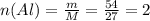 n(Al)=\frac{m}{M}=\frac{54}{27}=2