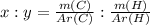 x : y = \frac{m(C)}{Ar(C)} : \frac{m(H)}{Ar(H)}