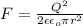 F=\frac{Q^2}{2 \epsilon \epsilon_o \pi r^2}