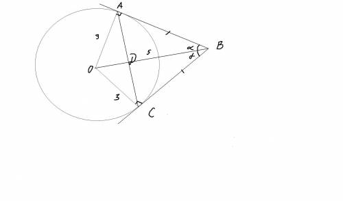 Кокружности, радиус которой равен 3, из точки, удалённой от центра окружности на расстояние 5, прове
