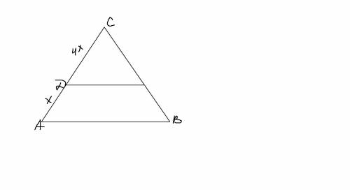 Параллельно стороне ав треугольника авс проведена прямая пересекающая сторону ас в точке d так, что