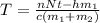 T=\frac{nNt-hm_1}{c(m_1+m_2)}