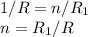 1/R=n/R_{1} \\ n=R_{1}/R