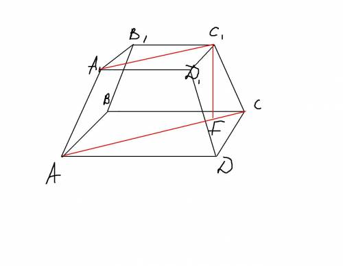 Вправильной усеченной четырехугольной пирамиде высота равна 2 см, а стороны оснований равны 3 и 5 см