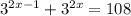 3^{2x - 1} + 3^{2x} = 108