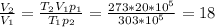 \frac{V_2}{V_1}=\frac{T_2V_1p_1}{T_1p_2}=\frac{273*20*10^5}{303*10^5}=18