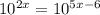 10^{2x}=10^{5x-6}