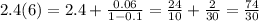 2.4(6)=2.4+\frac{0.06}{1-0.1}=\frac{24}{10}+\frac{2}{30}=\frac{74}{30}