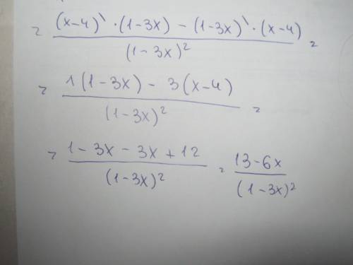 Решите пример , подробней распишите f(x)=x-4/1-3x найдите производную