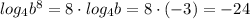 log_4 b^{8}=8\cdot log_4b= 8\cdot (-3)=-24