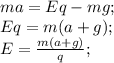 ma=Eq-mg;\\ Eq=m(a+g);\\ E=\frac{m(a+g)}{q};