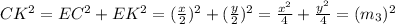CK^2=EC^2+EK^2=(\frac{x}{2})^2+(\frac{y}{2})^2=\frac{x^2}{4}+\frac{y^2}{4}=(m_3)^2