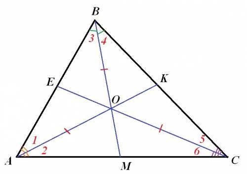 Точка пересечения биссектрис равноудалена от его вершин. доказать что треугольник равносторонний